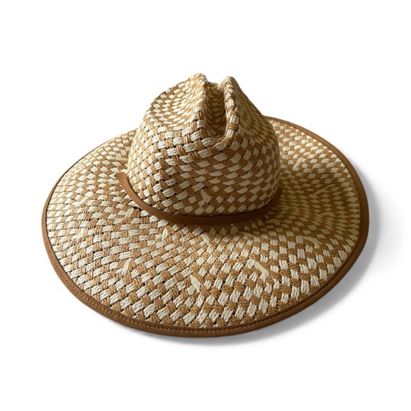 Lele Sadoughi Straw Checkered Hat